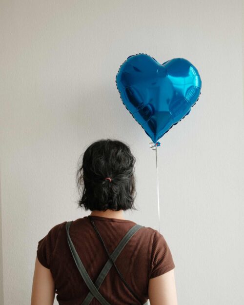 Metallic Heart Foil Helium Balloon Heart Foil Balloon Blue