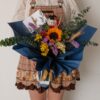 sunflower graduation bouquet brown bear front 1