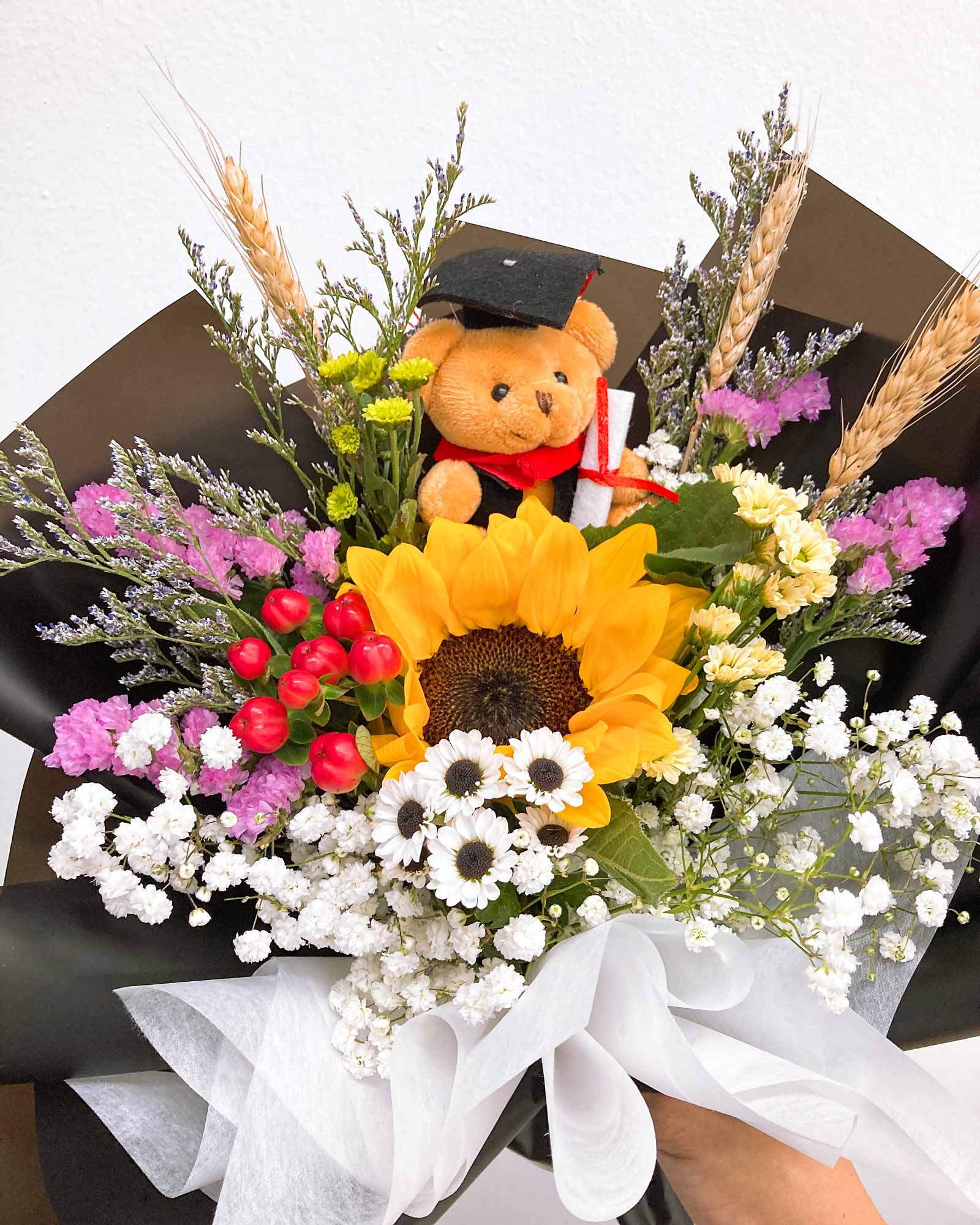 sunflower graduation bouquet | flowers and kisses