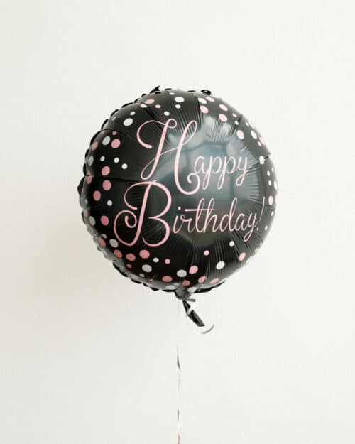 Happy Birthday Balloon black pokka dot