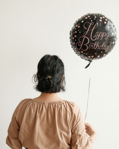 Happy Birthday Balloon black pokka dot model