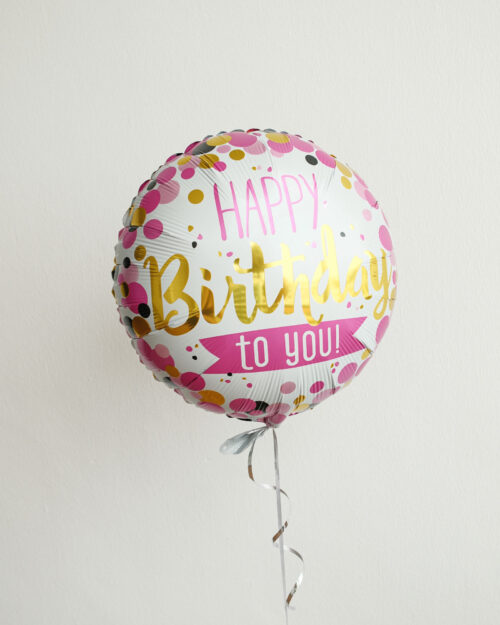 Happy Birthday Balloon white pokka dot