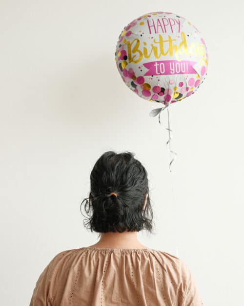 Happy Birthday BalloonWhite pokka dot model