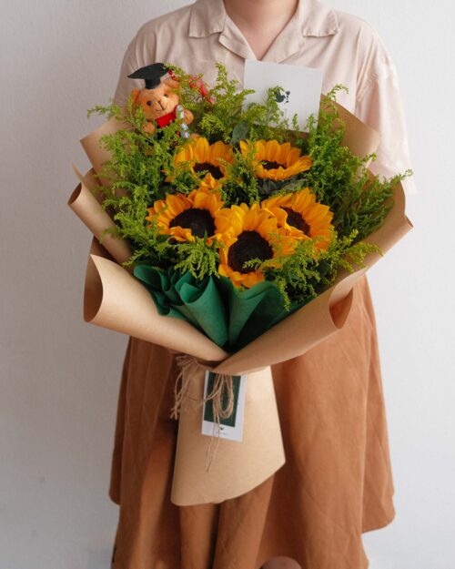 graduation sunflower canopy brown bear