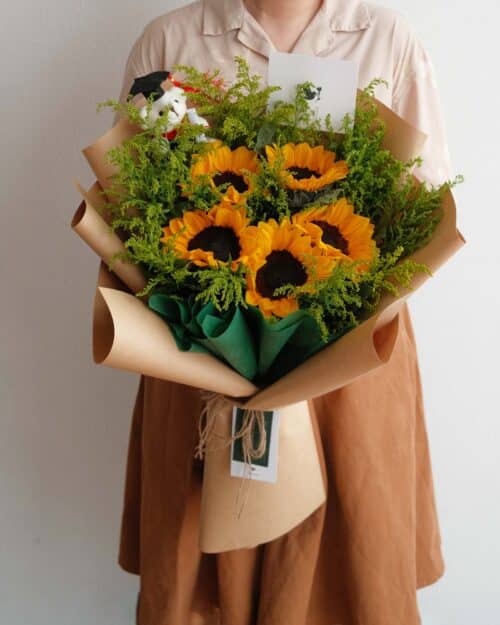 graduation sunflower canopy white bear