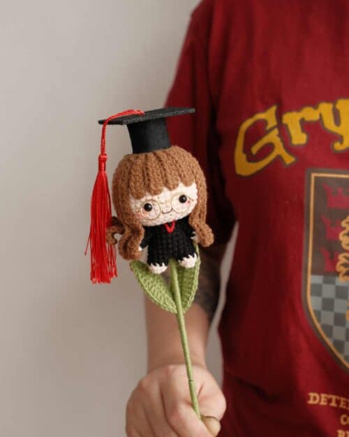Graduation Crochet Dolls Luna Crochet doll girl long hair with specs