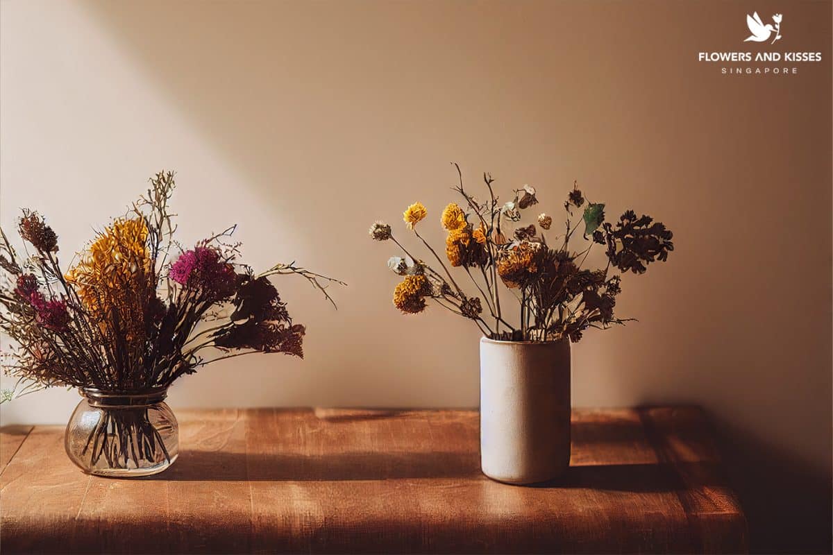 4 Tips to Maintain Your Dried Flower Bouquet Place your dried flowers in an opaque vase