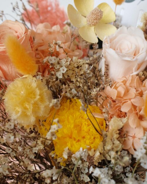 Yellow carnations preserved details