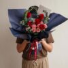 Valentine's Blue Star bouquet with red roses and blue oxypetalum